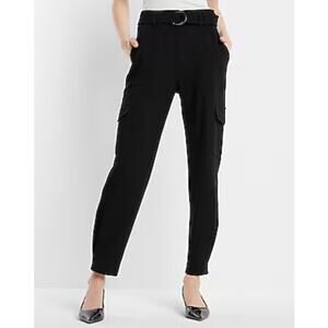 Express Super High Waisted Belted Cargo Pant Black 14 office career utility